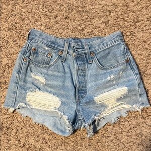 Levi's Classic Blue Ripped Jean Shorts